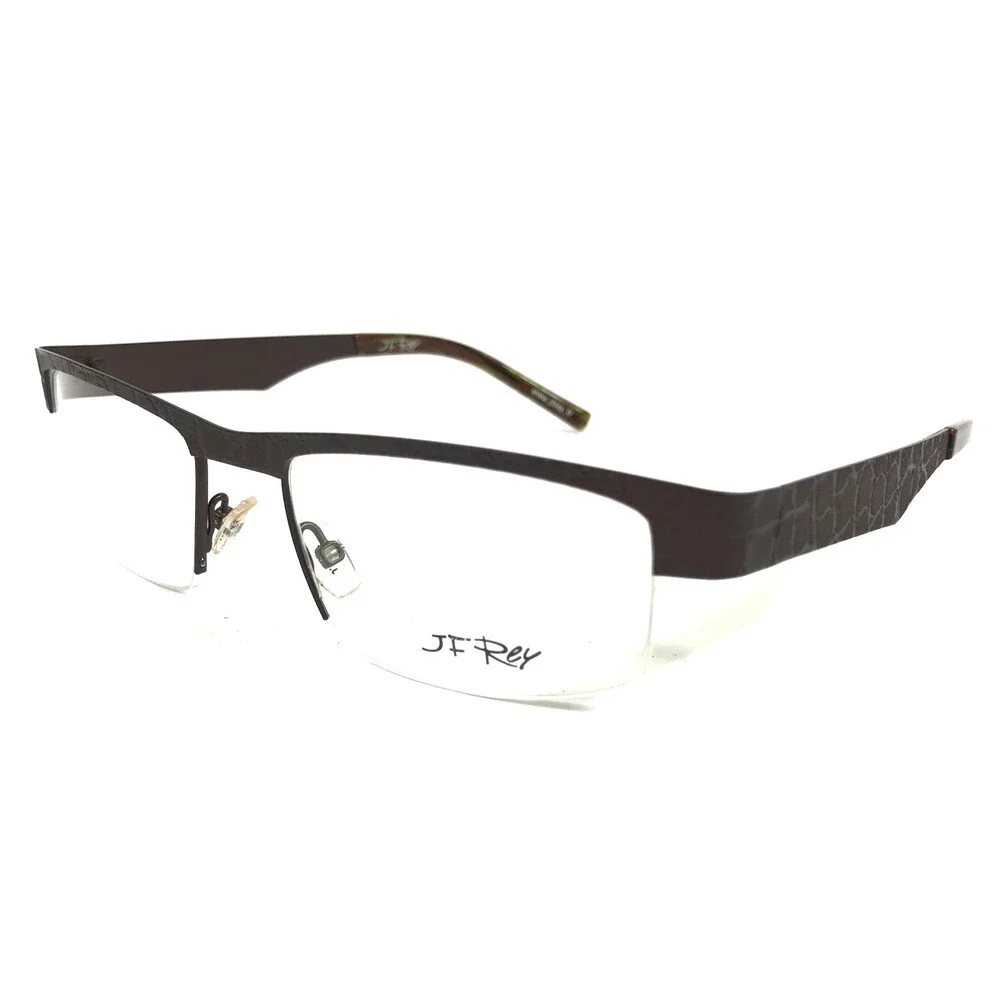 J.F. Rey Eyeglasses Frames JF2601 9999 Brown Lizard Print Half Rim 55-18-130